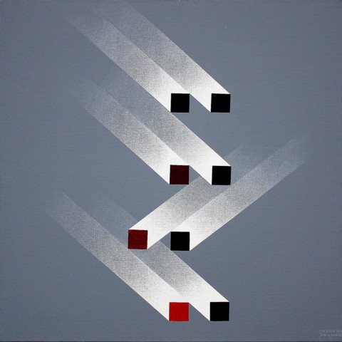 Jerzy Tomala, Dąb w ogrodzie CI, akry, płótno, 100 x 100 cm, 2013